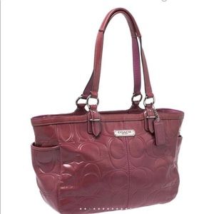 Coach Pink Monogram Patent Leather Tote